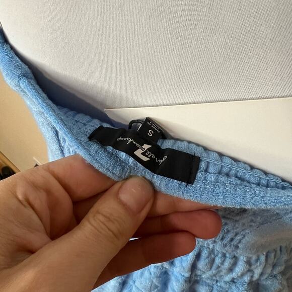 7 for All Mankind Blue Terry cloth crop top and high waisted shorts SET SMALL - Picture 5 of 7